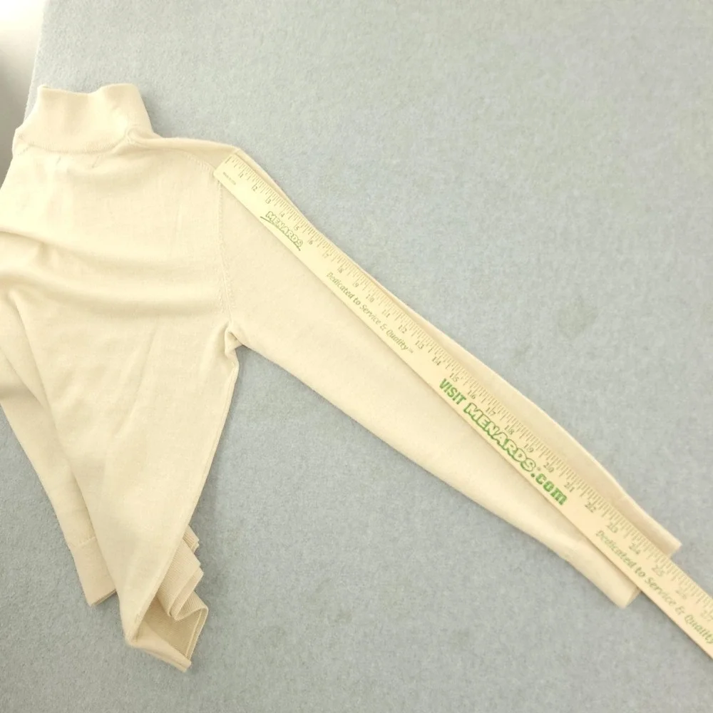 Banana Republic Sweater Mens M Beige Merino Wool 1/4 Zip Mock Neck Knit Pullover
